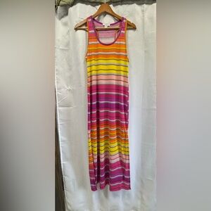 Striped Magazine Multicolor Maxi Dress - size Large